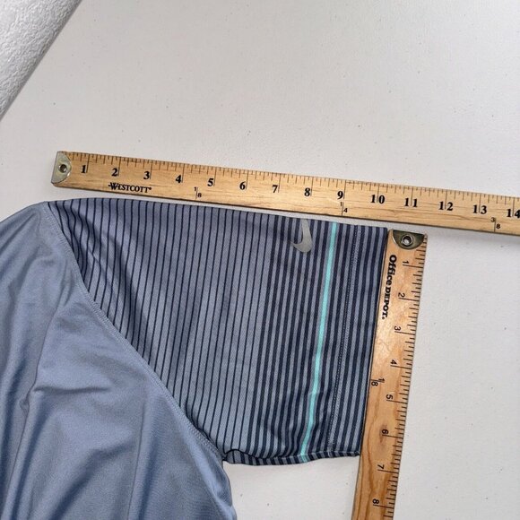 Nike Golf Polo‎ Mens Medium Tour Performance Dri Fit Blue Striped Outdoor Casual - Picture 12 of 12